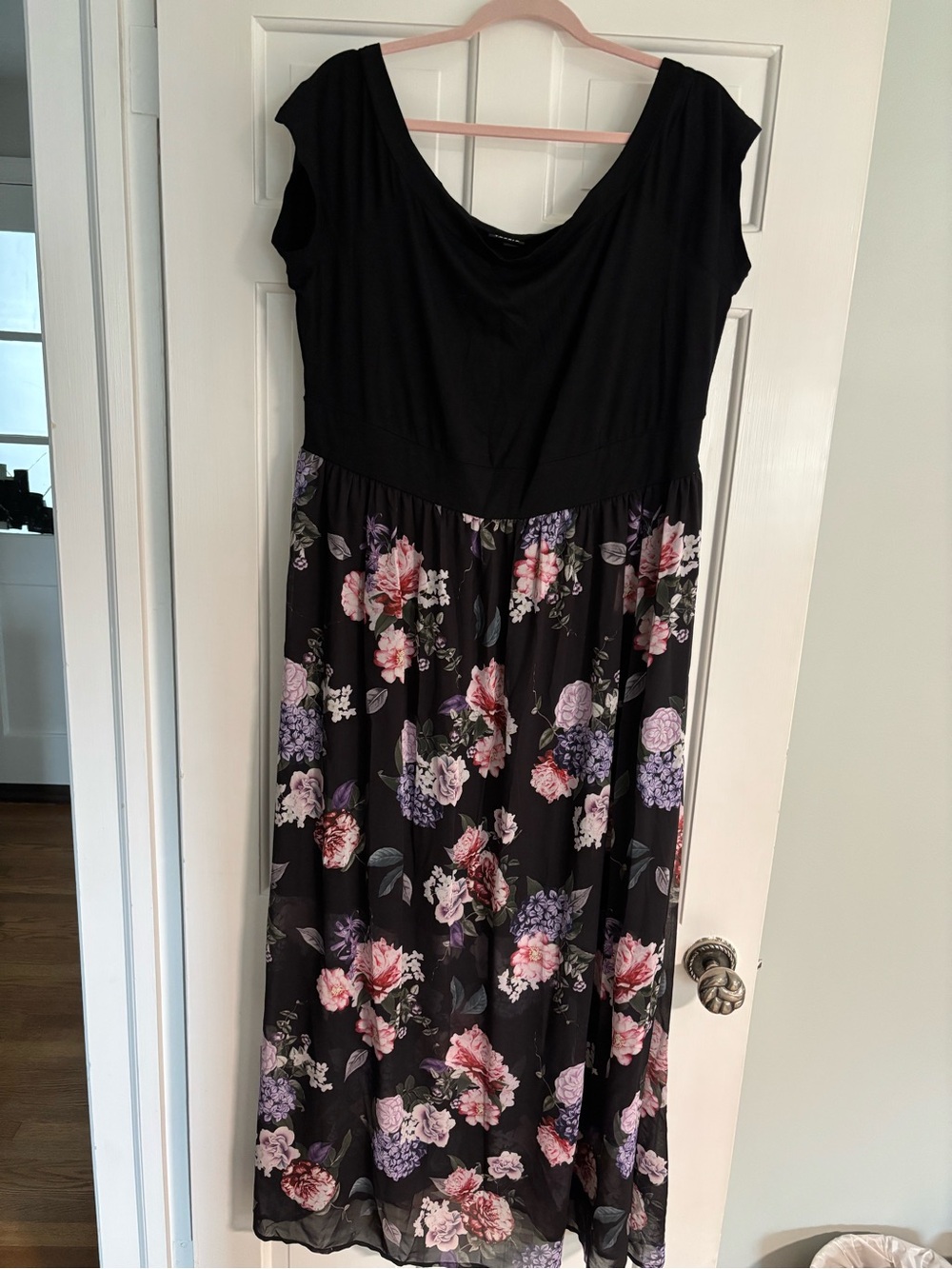 torrid Black Maxi Dress with Pink & Purple Floral Skirt